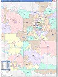 Fort Wayne Metro Area Wall Map Color Cast Style 2026